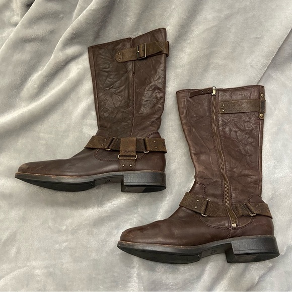 UGG Damien Rylie Collection Leather Buckle Moto Boots Size 8.5 - Picture 2 of 6